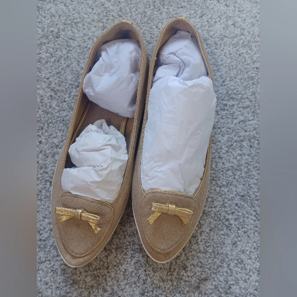 Tory Burch Dakota sneaker-Canvas/Metallic gold tan size 9 - Picture 5 of 10